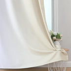 Estelar Textiler Beige and Greyish White Blackout Curtains 102 Inches Long - Image 6