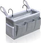 Kanrichu Bedside Caddy Hanging Storage Bag, Organizer Baskets with Pockets for Bunk Bed Accessories, Loft & Dorm Rooms Chair Bed Rails (Gray)