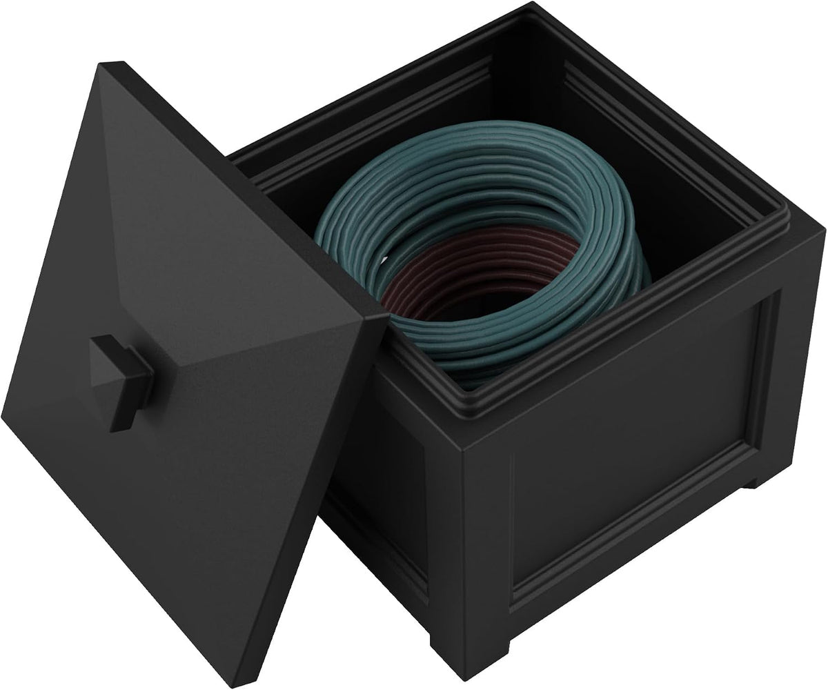 Mayne Cord Storage Bin, Outdoor Cable Management Box, White