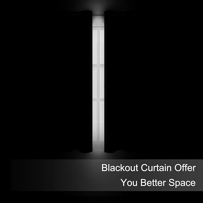 LEMOMO Black Blackout Curtains 66 x 63 Inch Length/Set of 2 Curtain - Image 3