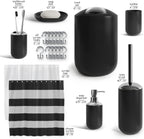 Clara Clark Bathroom Set - Black Bathroom Accessories Set, 20PC Bathroom Accessory Set, Shower Curtain Set, Soap Dispenser, Toilet Brush, & Trash Can