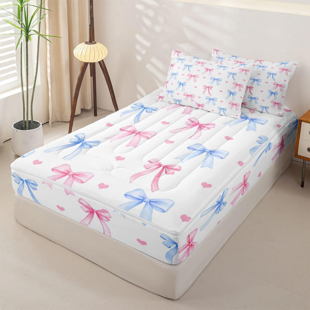 Erosebridal Ribbon Bowknot Zipper Bedding Set Twin Zip Up Bedding