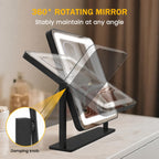Vanity Mirror with Lights, 12.2" x 15" Large LED Makeup Mirror with Light, HD Mirror, Smart Touch with 3-Color Lighting, Dimmable, 360° Rotation, Lighted Up for Vanity Desk Tabletop, Bedroom (Black)