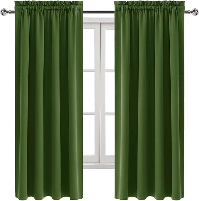 DWCN Olive Green Room Darkening Blackout Curtains - Image 9