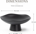 Resin Pedestal Bowl, Wavy Decorative Bowl for Table Decor, Black
