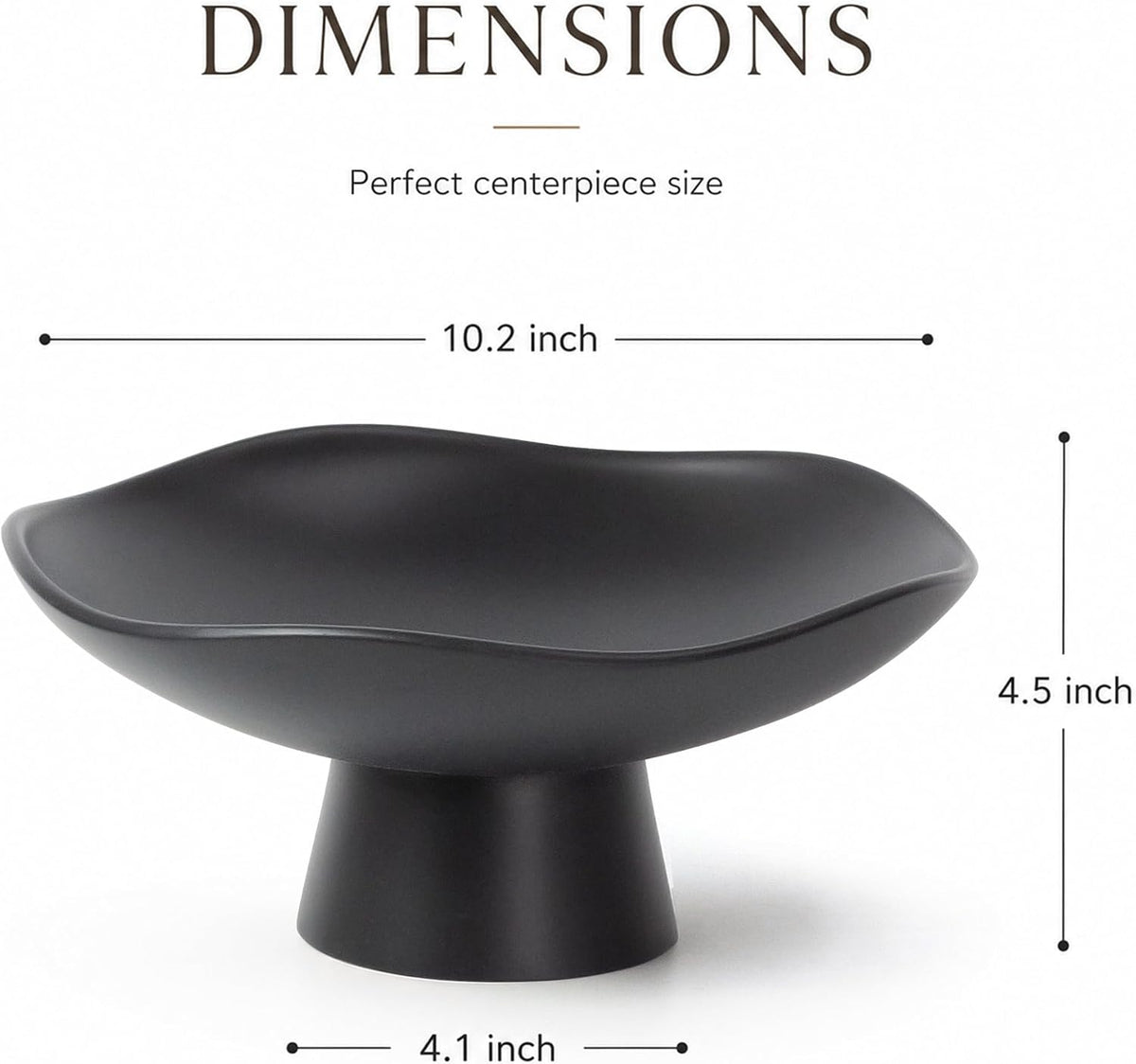 Resin Pedestal Bowl, Wavy Decorative Bowl for Table Decor, Black