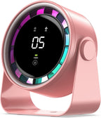 Small Desk Fan, Ultra-Quiet Desktop Air Circulator, Touch Screen Control, Multi-Speed Desktop Fan with LED Light, Quiet Table Fan for Bedroom, USB Rechargeable Small Fan for Desk(Pink)