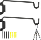 10 inch Plant Hanger, Sturdy Hanging Plant Bracket Outdoor, Hanging Plant Wall Hook Heavy Duty, for Hanging Bird Feeders, Planters, Lanterns, Wind Chimes, Indoor/Outdoor Use, Black, Set of 2