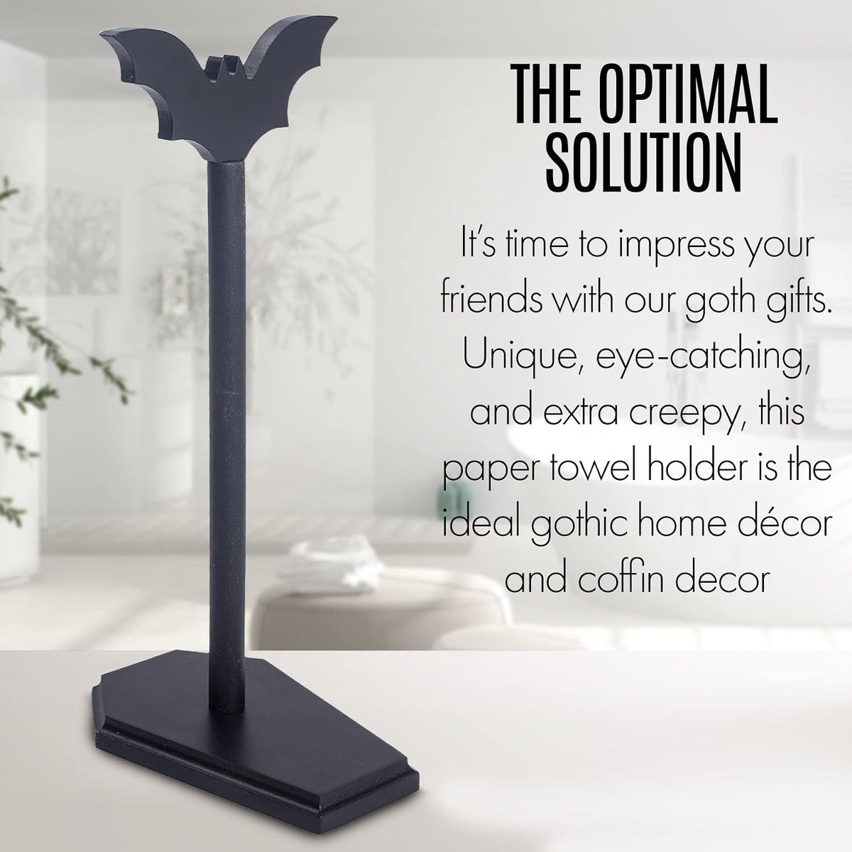 Bat Paper Towel Holder - Halloween Decor for Kitchen and Bathroom - Gothic Home Decor for Oddities and Curiosities - Goth Accessories for Countertop Stand - Witchy Gifts for Women