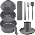 6 Pcs Microwave Ramen Cooker Set 40oz Bowl, Grey