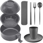 6 Pcs Microwave Ramen Cooker Set 40oz Bowl, Grey