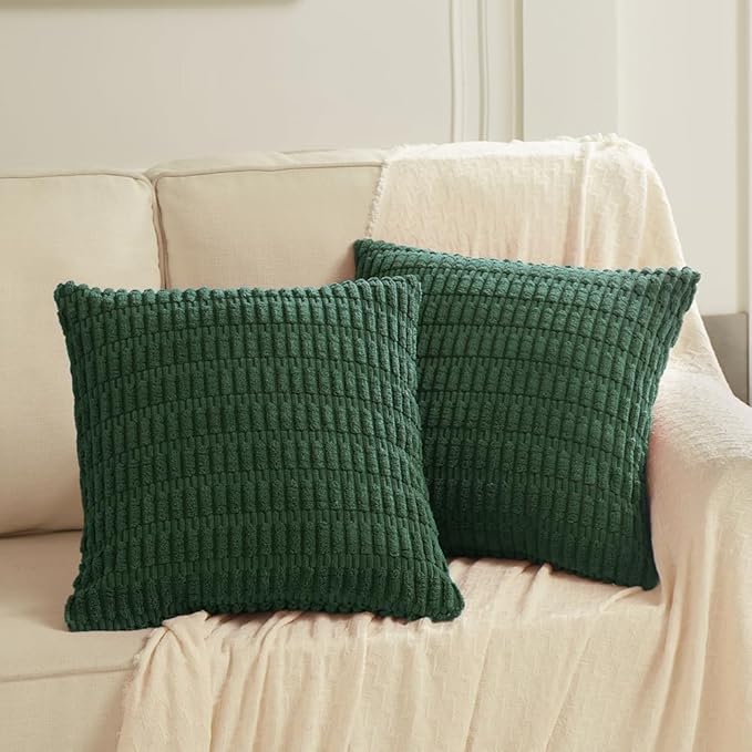 Fancy Homi Set of 4 Dark Green Boho Decorative Throw Pillow Covers 16x16 Inch - Image 6