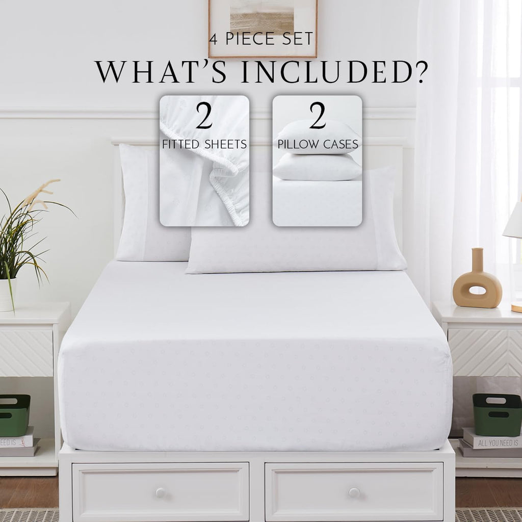 Linen Closet Twin/Twin XL 4pcs Dorm Sheets with Side Pocket - Starburst Dot