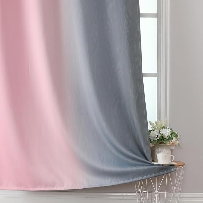 Ombre Pink and Gray Blackout Curtains 96 Inches Long, Full Room Darkening - Image 6