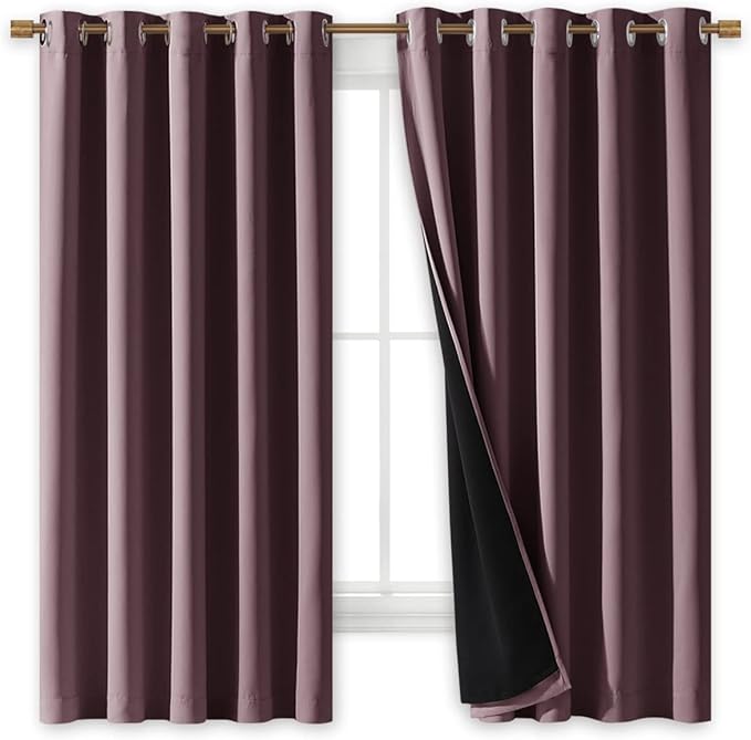 NICETOWN Dry Rose 100% Blackout Lined Curtains, 2 Thick Layers Completely - Image 2