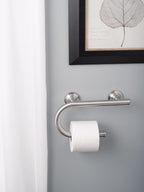 Moen Brushed Nickel Bathroom Safety 8-Inch Wall Mounted Grab Bar with Integrated Toilet Paper Holder, LR2352DBN