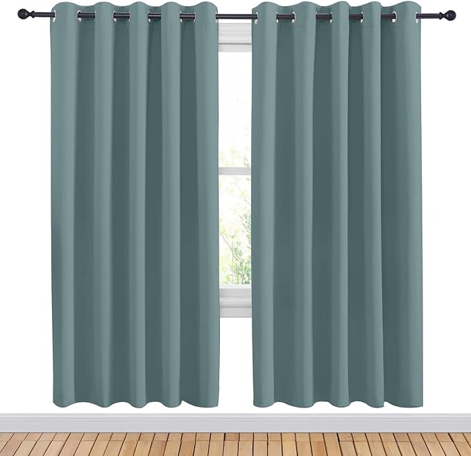NICETOWN Greyish Blue Blackout Draperies Curtains - Image 2
