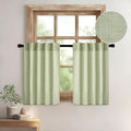 MIULEE Sage Green Kitchen Curtains 24 Inch Length 2 Panels, Soft Thick Linen by MIULEE