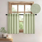 MIULEE Sage Green Kitchen Curtains 24 Inch Length 2 Panels, Soft Thick Linen by MIULEE