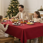 Fitable 2 Pack Christmas Red Faux Linen Tablecloths Rectangle 54x78 Inch