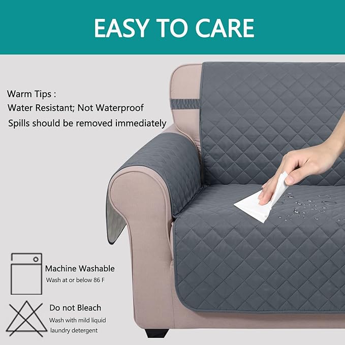 U-NICE HOME Reversible Oversized Chair Covers Quilted Water Repellent Pet - Image 4