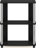 Furinno Jaya Simple Design 3-Tier Bookcase/Bookshelf/Display Rack with Stainless Steel Tubes, Americano