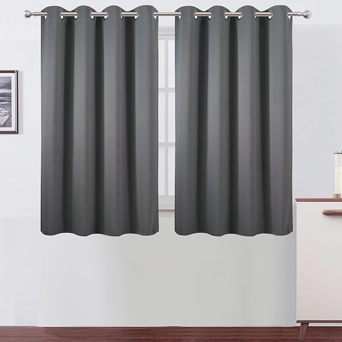 LEMOMO Blackout Curtains 66 x 54 Inch Long Frost Grey Curtains Set of 2 Panels by Lemomo