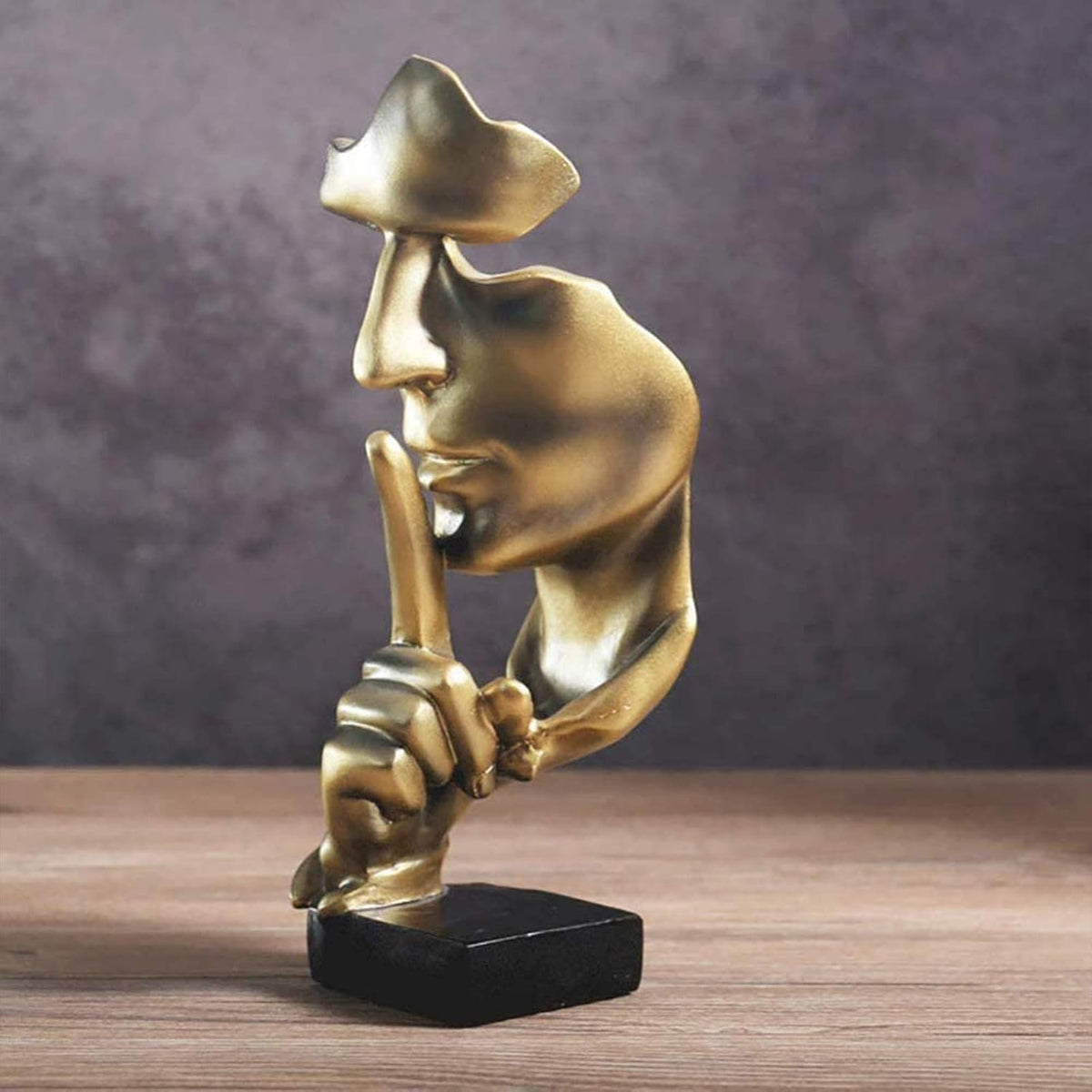 aboxoo Thinker Statue, Silence is Gold Abstract Art Figurine(Gold)