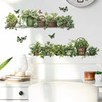 Green Plant Wall Decals 3D Bonsai Tropical Betterfly Wall Sticker Creative Vinyl Peel and Stick Removable Wall Art Decor for Living Room Bedroom Home Office (Green Plant 3)