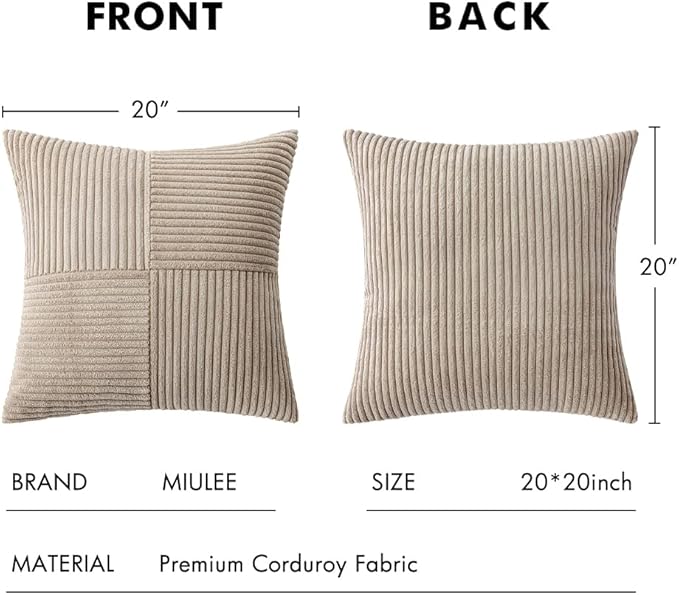 MIULEE Light Brown Decorative Throw Pillow Covers 20x20 Inch - Image 6