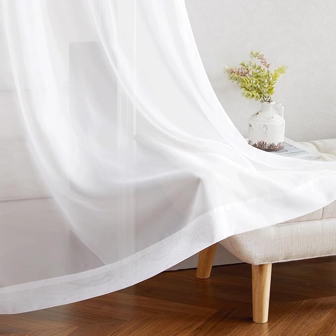 NICETOWN Voile White Sheer Curtains 84 inches Long - Image 7