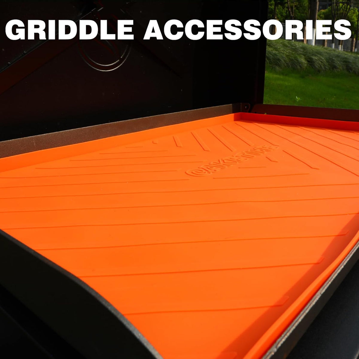 Caketime 36 Inch Silicone Mat for Blackstone Griddle Accessories Grill Top Cover Protector Waterproof Heat Resistant Durable Heavy Duty Cooking Baking BBQ Outdoor Tool Orange Father Dad Men Gifts