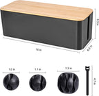Tuwechen Cable Management Box, Wooden Style Large Cord Organizer Box