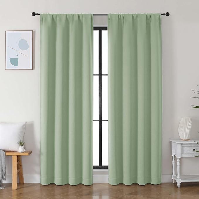 Simplebrand Ava Light Green Blackout Curtains by Simplebrand