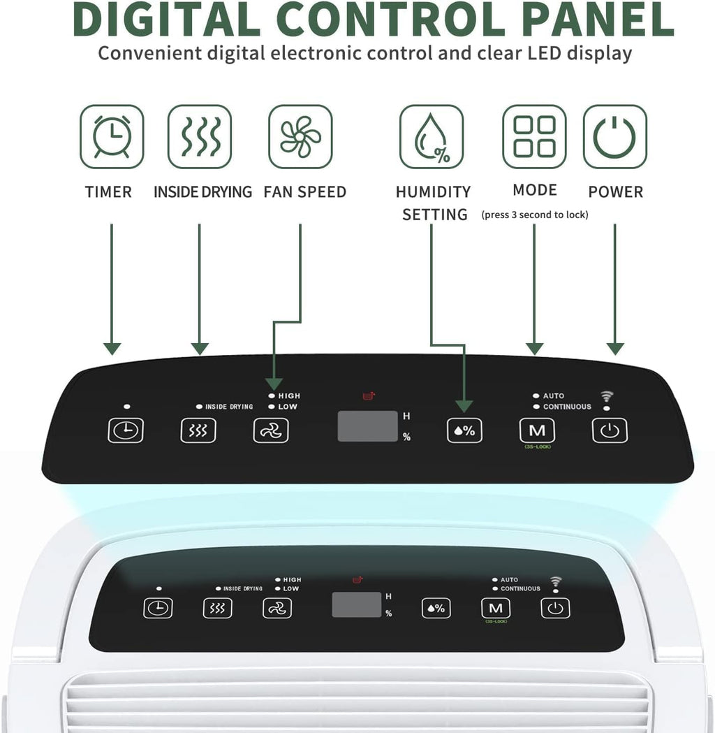 80 Pints Energy Star Dehumidifier with Drain Hose and WIFI for Large Spaces up to 5,000 Sq.Ft, Auto Defrost & Continuous Drainage - Ideal for Home Basements, Bathroom, and Bedroom
