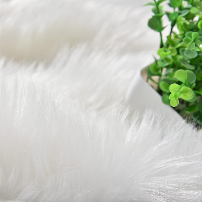 Goolela White Sheepskin Area Rug 9x12 Fluffy Fuzzy Furry Rug - Image 7