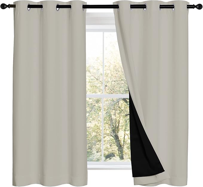 NICETOWN 100% Blackout Curtains 54 inches Long, Double-Deck Completely Blackout - Image 2