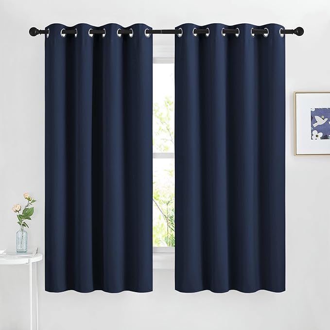 NICETOWN Blackout Navy Curtains 63 inch Length by NICETOWN