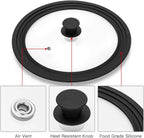 Universal Lid for Pots,Pans and Skillets - Tempered Glass with Heat Resistant Silicone Rim Fits 10.5", 11" and 12" Diameter Cookware,Black