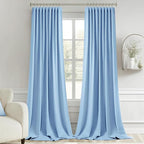 MIULEE Sky Blue Back Tab Blackout Curtains 102 Inch Long 2 Panels Set - Image 9