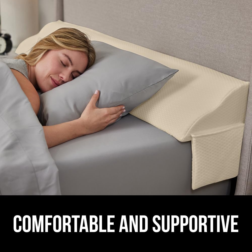 GORILLA GRIP Patented Bed Wedge Pillow for Headboard Gap, Twin/XL, Cream
