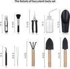 11Pcs Succulent Tools, Mini Garden Tools, Plant Repotting Set(No Flowerpot)