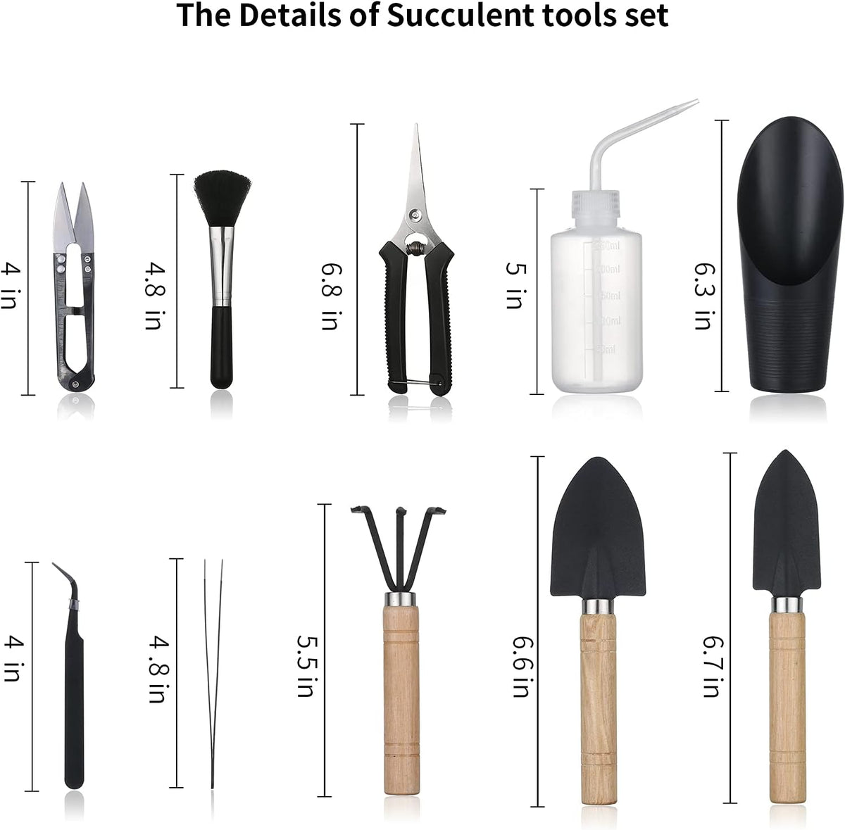 11Pcs Succulent Tools, Mini Garden Tools, Plant Repotting Set(No Flowerpot)