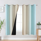Estelar Textiler Aqua and Beige Blackout Curtains & Drapes by ESTELARTEXTILER