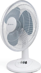 COMFORT ZONE 12" 3-Speed Oscillating Table Fan for Home - White