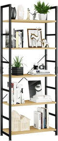 NUMENN 5 Tier Bookshelf, Tall Freestanding Open Storage Bookcase, Natural