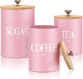 Blushtier 3 Pack Pink Metal Kitchen Canister Set 6, 12, 24 oz
