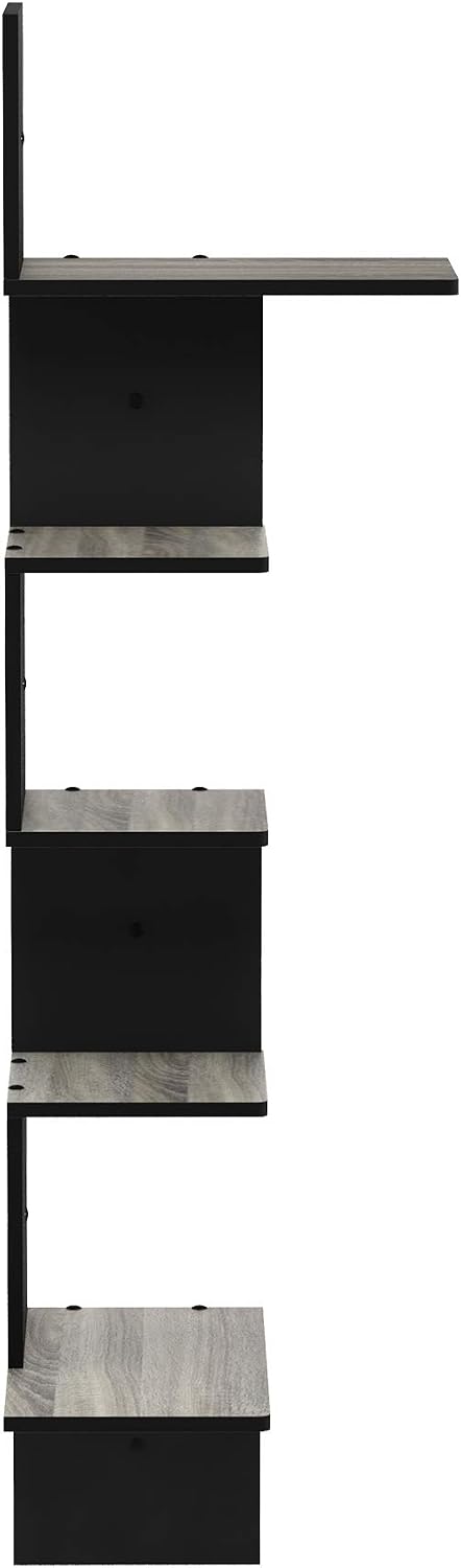 Furinno Rossi 5-Tier Corner Floating Shelves for Wall, French Oak