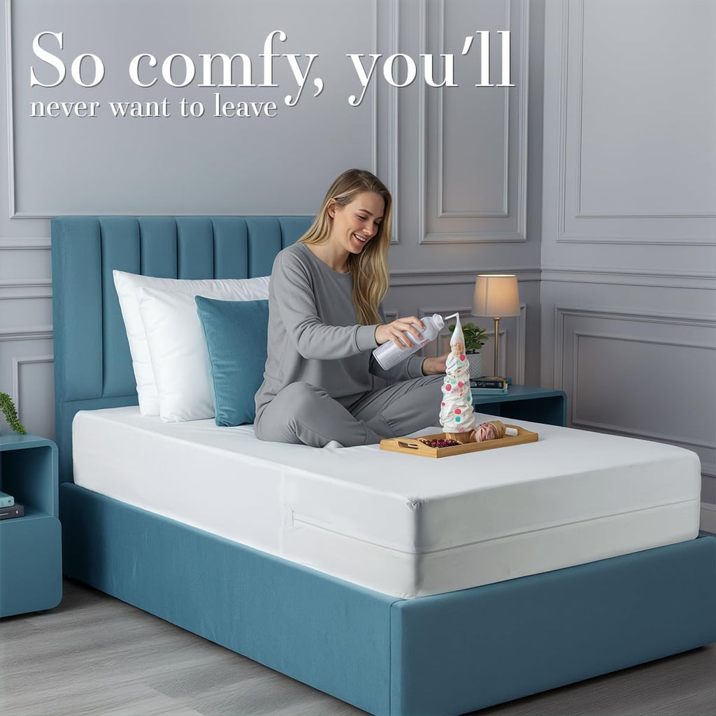 Utopia Bedding Twin Size Mattress Protector Zippered, 100% Waterproof