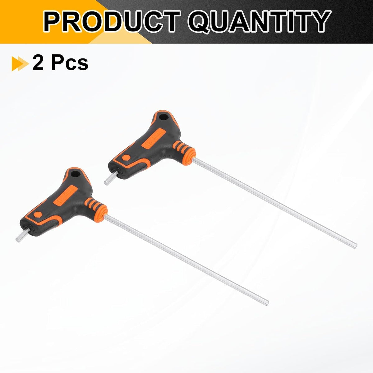 HARFINGTON 2Pcs T-Handle Flat End Hex Key Wrench 4mm S2 Long Arm T-Key